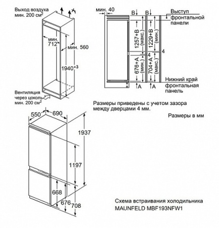 Холодильник MAUNFELD MBF193NFW1GR