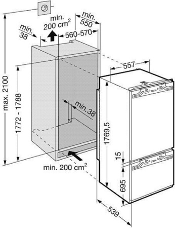 Холодильник встраиваемый LIEBHERR icbn 30560-21 001