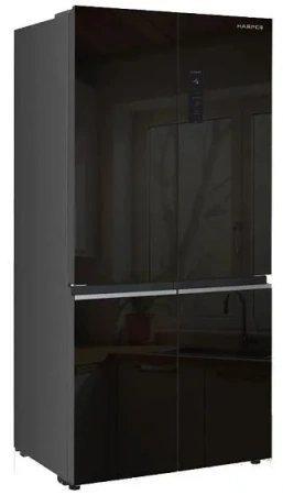 Холодильник HARPER RH6966BW black glass