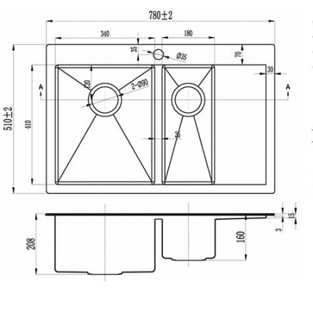 Кухонная мойка  ZORG R 5178-2-L