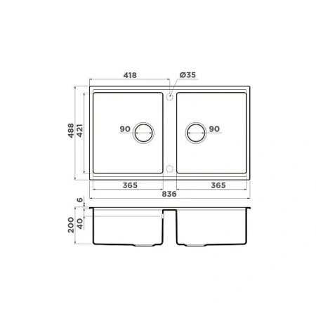 Кухонная мойка OMOIKIRI Kitagawa 83-2-U-WG (4993253)