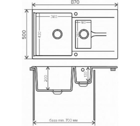 Кухонная мойка POLYGRAN BRIG-870 Серый 14