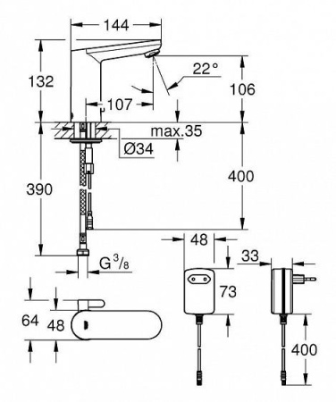 Смеситель GROHE Eurosmart Cosmopolitan E 36325001