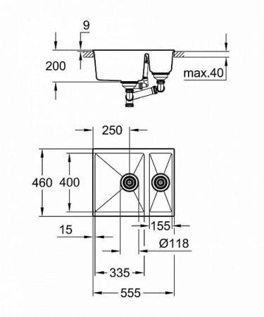 Кухонная мойка GROHE K500 серый гранит 31648AT0