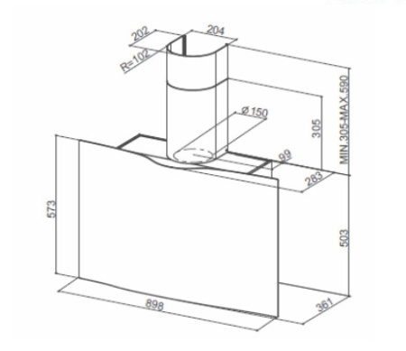 Вытяжка FABER 110.0324.952  VEIL WH CORIAN A90