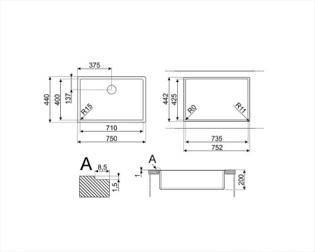 Кухонная мойка SMEG VFU71SFR