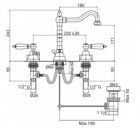 Смеситель CEZARES FIRST-BLS2-03/24-Bi