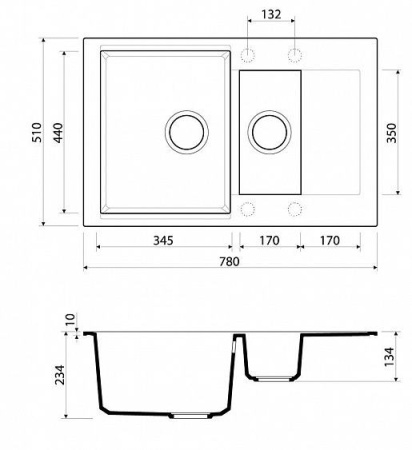 Мойка OMOIKIRI Daisen 78-2-BL Artgranit/черный 4993334