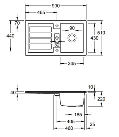 Кухонная мойка Villeroy&Boch Flavia 50 330502i4 Graphite