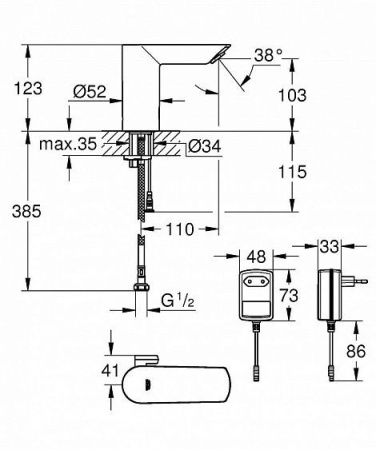 Смеситель GROHE Bau Cosmopolitan E 36453000