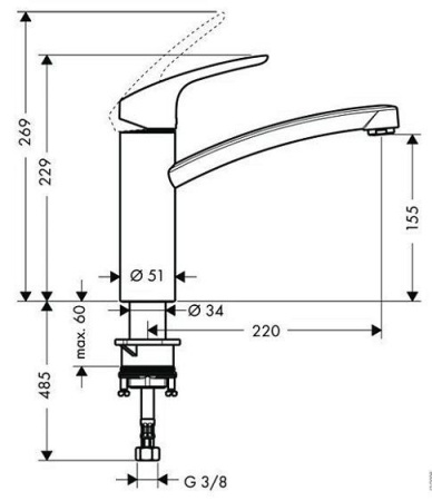 Смеситель HANSGROHE focus e 2 31806000 для мойки