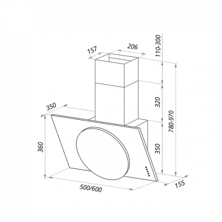 Вытяжка MAUNFELD TOWER L (PUSH) 60 черный/черное стекло