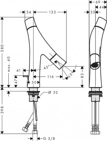 Смеситель AXOR Starck Organic 12011000 хром