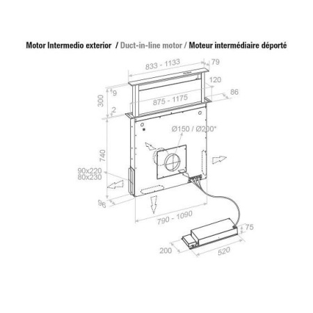 Вытяжка PANDO E-320/120 PANELABLE V.2000