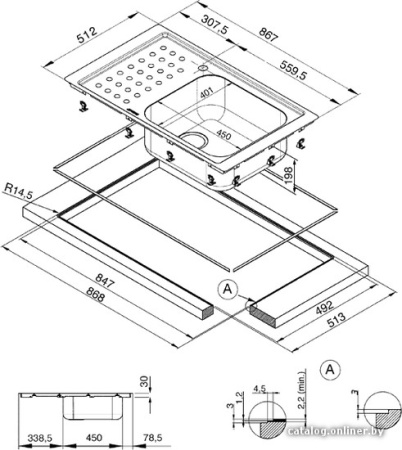Кухонная мойка SMEG lv95f1d-2