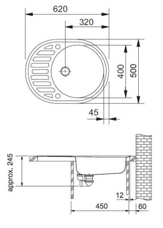 Мойка FRANKE 114.0263.467  rog 611c 3.5,ст.вент,оникс"