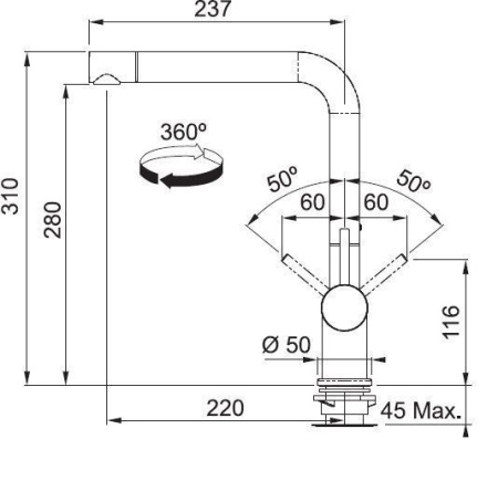 Смеситель FRANKE 115.0373.802 FRANKE Active Plus, сахара