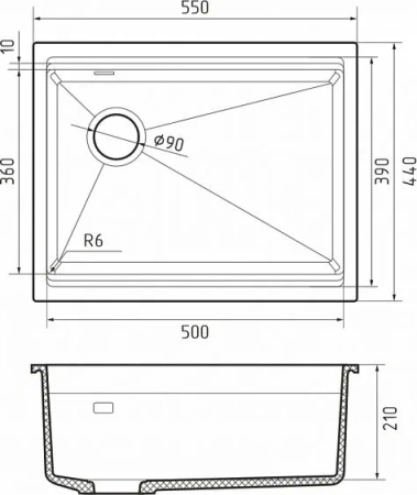 Кухонная мойка RIVELATO LINO 554-L topazio