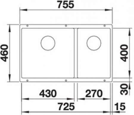 Кухонная мойка Blanco SUBLINE 430/270-U отводная арматура InFino® алюметаллик гранит 523153
