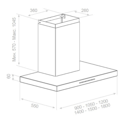 Вытяжка PANDO P-861/180 INOX V.1250 ECO SEC