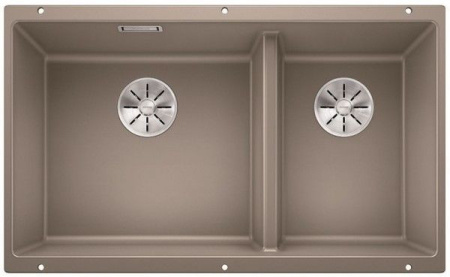Кухонная мойка BLANCO SUBLINE 430/270-U отводная арматура InFino® серый беж гранит 523158