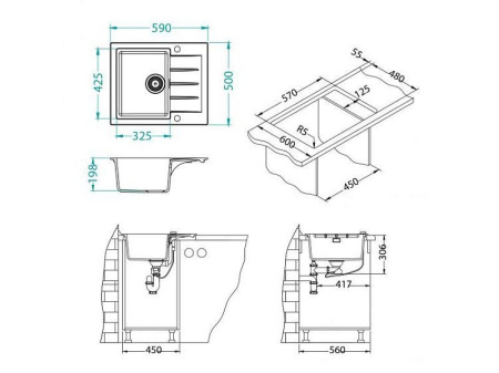 Кухонная мойка ALVEUS GRANITAL CADIT 10 ARCTIC - G11