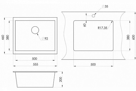 Кухонная мойка EMAR EMQ-1555.P берилл