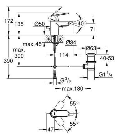 Смеситель GROHE Eurosmart Cosmopolitan 32839000
