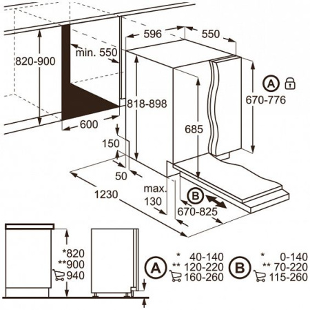 Посудомоечная машина встраиваемая полноразмерная AEG f 97860 vi1p
