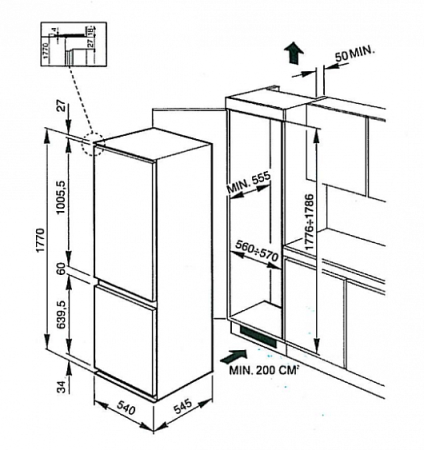 Встраиваемый холодильник SMEG cr325p1