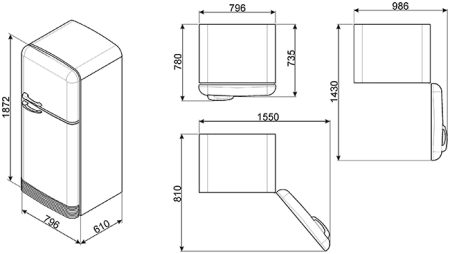 Холодильник SMEG FAB50LCR