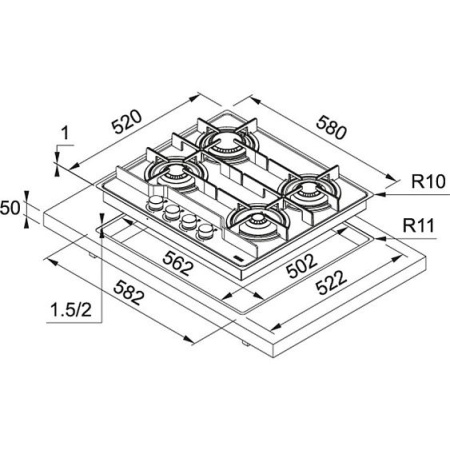 Варочная поверхность Franke FHFS 584 4G BK C черный