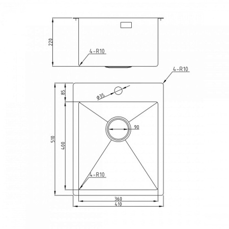 Кухонная мойка MILACIO Denia 41 Steel MC.77469 вороненая сталь