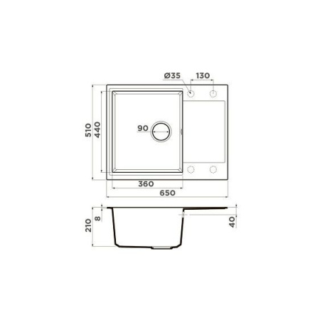 Кухонная мойка OMOIKIRI Daisen 65T-DC (4993518)