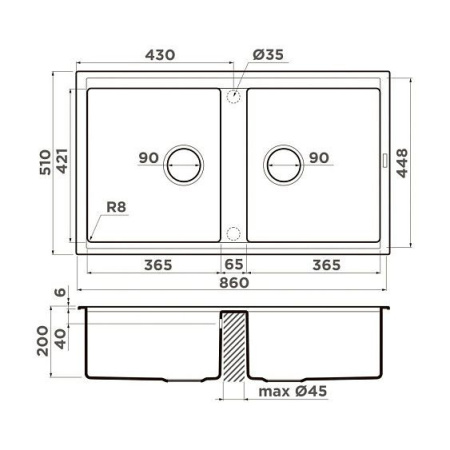 Кухонная мойка OMOIKIRI Kitagawa 86-2-GR (4993491)