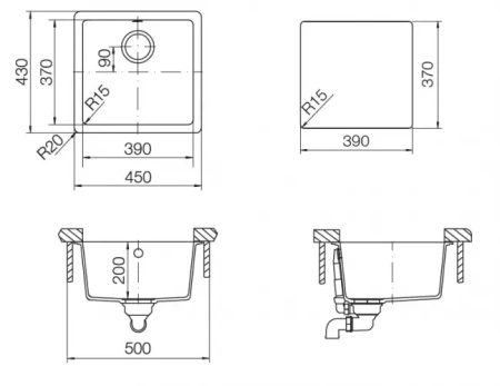 Кухонная мойка SCHOCK Quadro 50U Cristalite неро