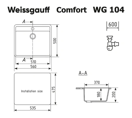 Кухонная мойка WEISSGAUFF WG 104310 Comfort Cold Grey