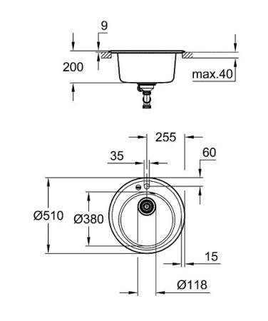 Кухонная мойка GROHE K200 черный гранит 31656AP0