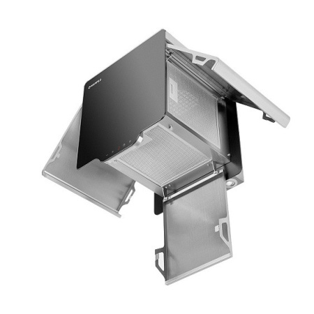 Вытяжка MAUNFELD BOX QUADRO 38 нержавейка/чёрное стекло
