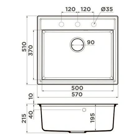 Кухонная мойка OMOIKIRI Daisen 57-ES (4997310)