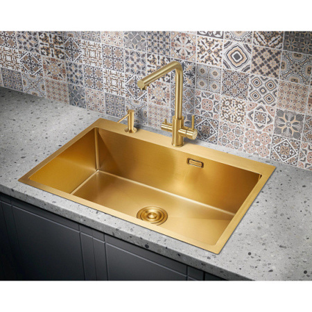 Кухонная мойка MILACIO Denia 750 Steel MC.77508 золото