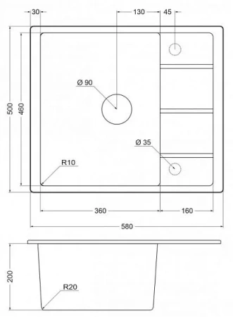 Кухонная мойка EMAR EMQ-1580.Q алмаз