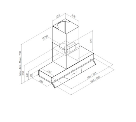 Вытяжка PANDO GRV/78 INOX V.850 SEC