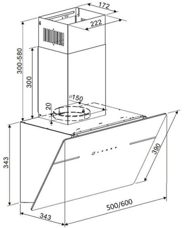 Вытяжка MAUNFELD Astro 50 чёрное стекло