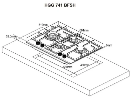 Варочная поверхность WEISSGAUFF HGG 741 BFSH