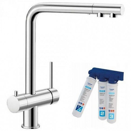 Смеситель Blanco Комплект FONTAS II нерж.сталь UltraResist + BWT-БАРЬЕР EXPERT STANDARD (арт.525138P