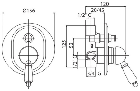 Смеситель CEZARES ELITE-VDIM-01-Bi хром/ручка белая