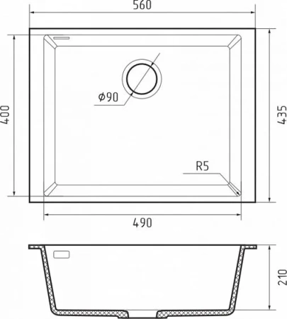 Кухонная мойка RIVELATO STRIA 5649 Calcestruzzo