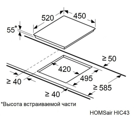Варочная поверхность HOMSair HIC43BWH Inverter