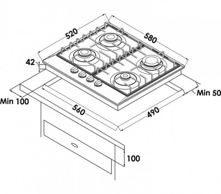 Газовая панель SCHAUB LORENZ SLK GE6223